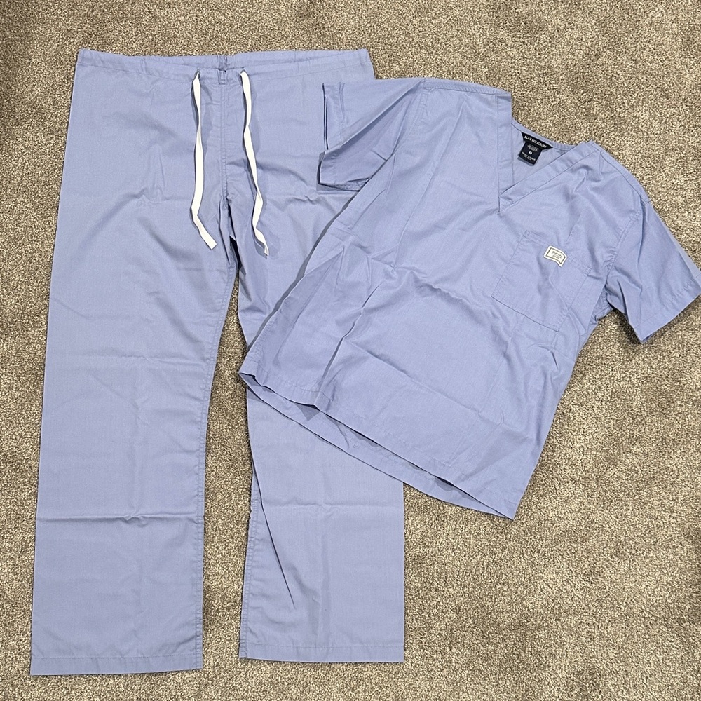 Blue Sky Men's Classic Skinny Scrubs Set Ceil Blue